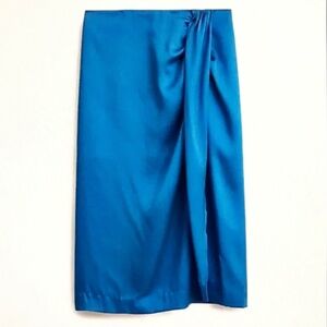 J. CREW Satin Sarong Skirt Turquoise Blue NWT Women’s Plus Size 16